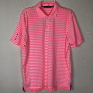 RLX-Ralph Lauren golf polo shirt- wht/neon stripe